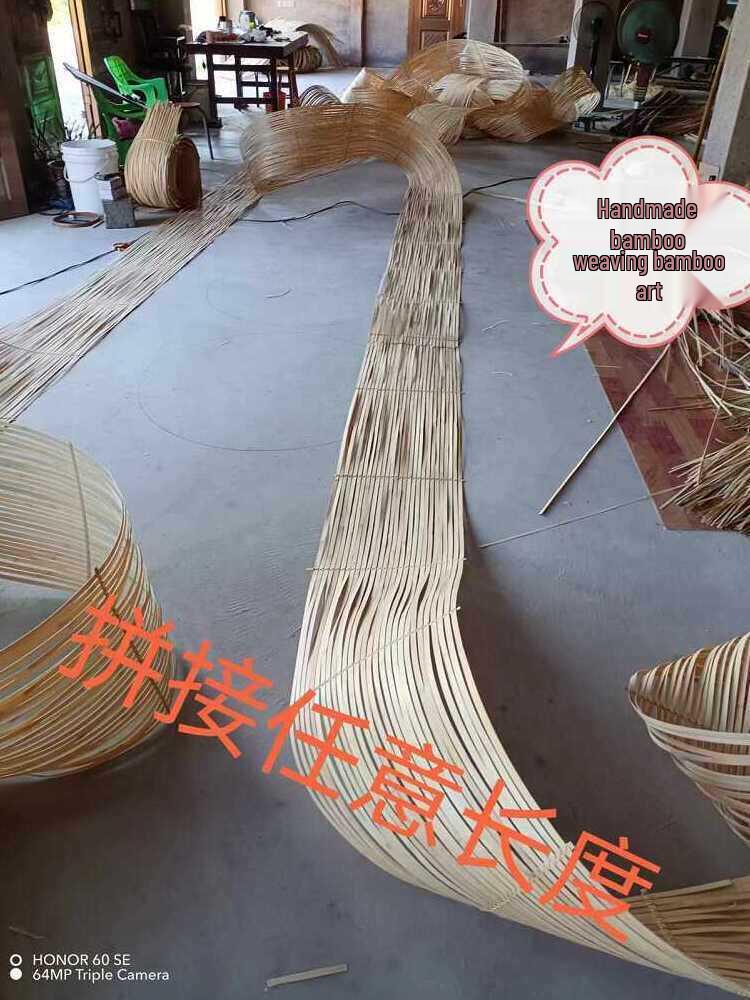 Bamboo Art Flower Installation: Spliced Bamboo Strip Raft for Creative Wedding Ceiling Decor