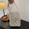 Süße Koreanische Stil Perlen Gewebte Handy Tasche Böhmisch Wachs Seil Hohl Aus Umhängetasche Handgemacht Urlaubsstil Strandtasche Outdoor