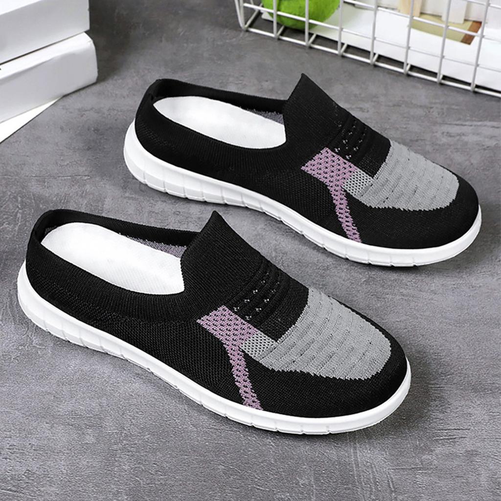 Women's Shoes Spring and Summer New One-pedal Breathable Fly-woven Soft Sole Casual Half-drag