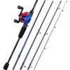 Portable Travel Fishing Rod Reel Combos 5 Sections Fishing Pole 13+1BB  Baitcastiing Fishing Reel