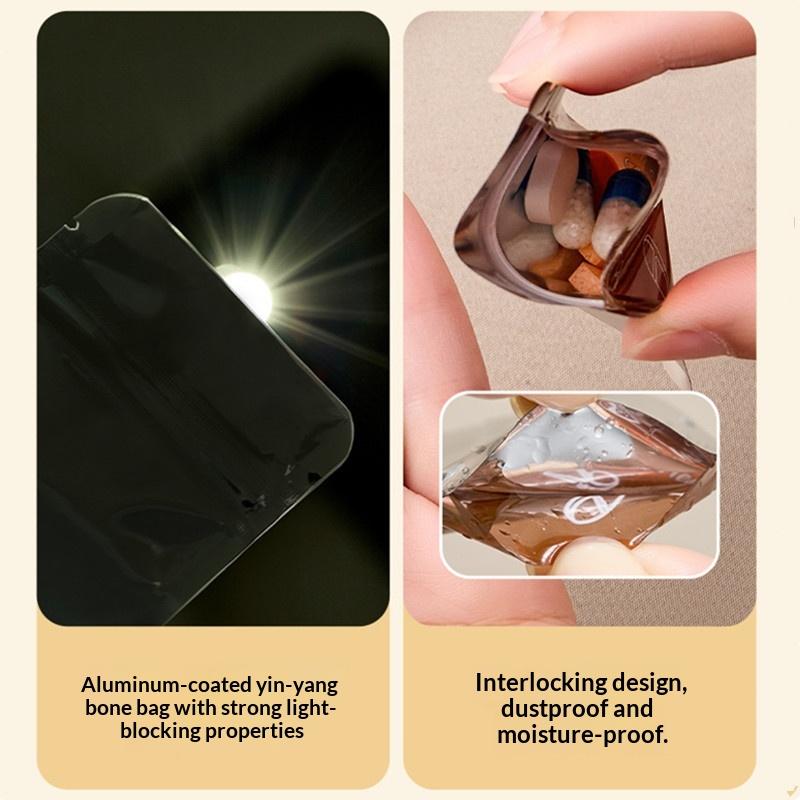Travel Medicine Storage Solution with Reusable Light-proof Zipper Lock Pill Pouch Set