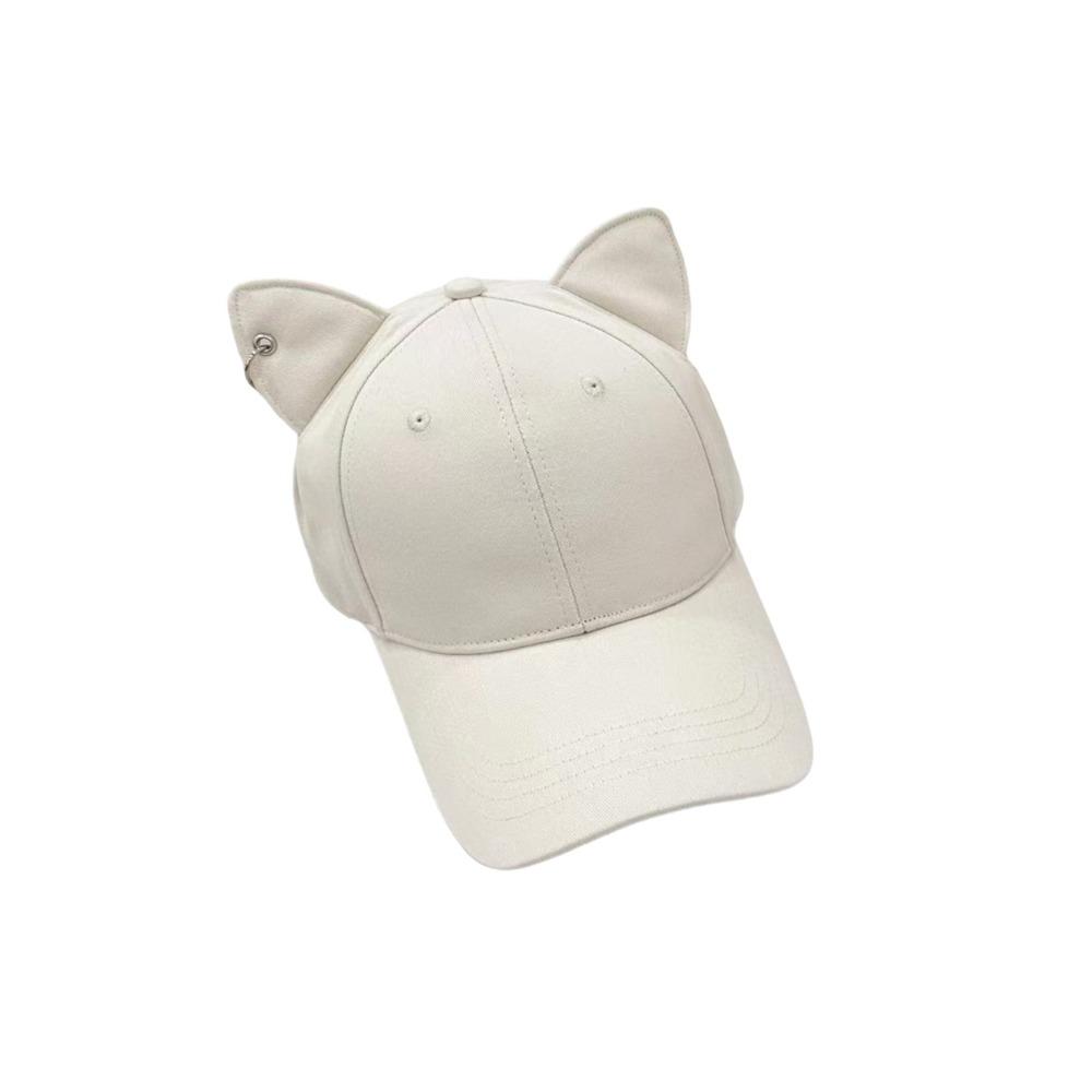Cute Sweet 3D Cat Ears Baseball Cap Sun Protection Adjustable Baseball Hats Hard Top Visor Peaked Cap Spring and Summer
