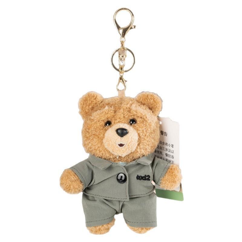 14cm Offizieller Ted2 Anzug Bär Plüsch Schlüsselanhänger Weiche Stoffpuppe Anhänger Rucksack Anhänger Tasche Schmuck Zubehör Geburtstagsgeschenk Mädchen beige
