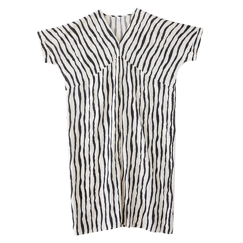 Short Sleeve Plus Size Cotton Vintage Stripe New In Dresses for Women Casual Loose Long Summer Dress