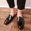 New Men's White Black Half Slippers Driving Shoes Male Tassels Casual Mules Moccasins Breathable Loafers Zapatos Hombre