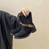 Niche design, belt buckle, thick heel, short boots, women's autumn and winter fashion, retro thick-soled temperament, Martin boots tide
