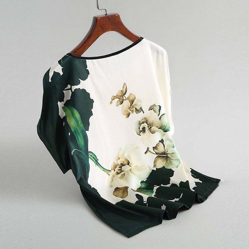 Printed Rayon Fabric Women's Round Neck Short Sleeve T-shirt Loose Plus Size Top Ice Silk T-shirt Casual Daily Wear