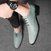 FashionLuxury Men's Business Office Leather Shoes High-quality Men's Banquet Dress Shoes Green Casual Shoes Printed Height Shoes