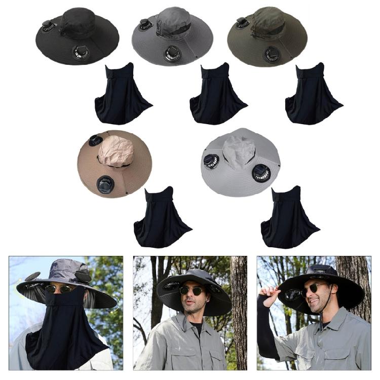 Outdoor Solar Fan Hat Neck Coverage Quickly Dry Fabric Hat Adjustable Sun Hat Sweat Absorbing Solar Fan Hat for Outdoor