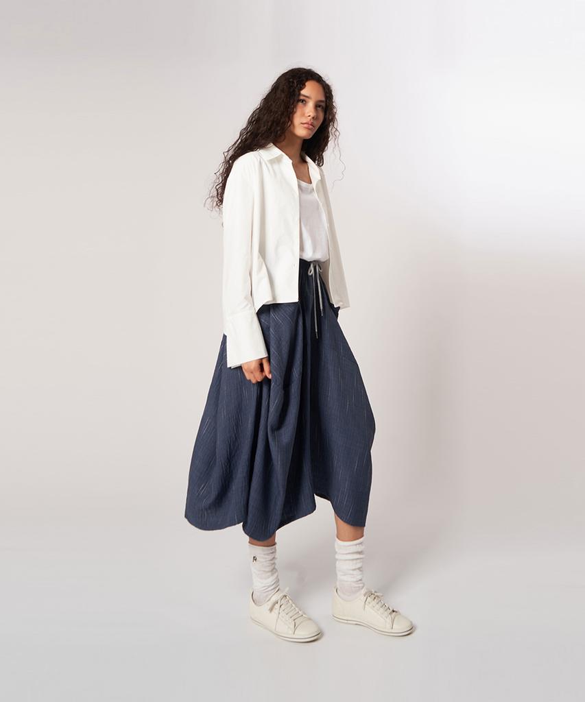 ATHPLATFORM Aw61Pt13_Slub Tech Flare Pants_Dark Blue