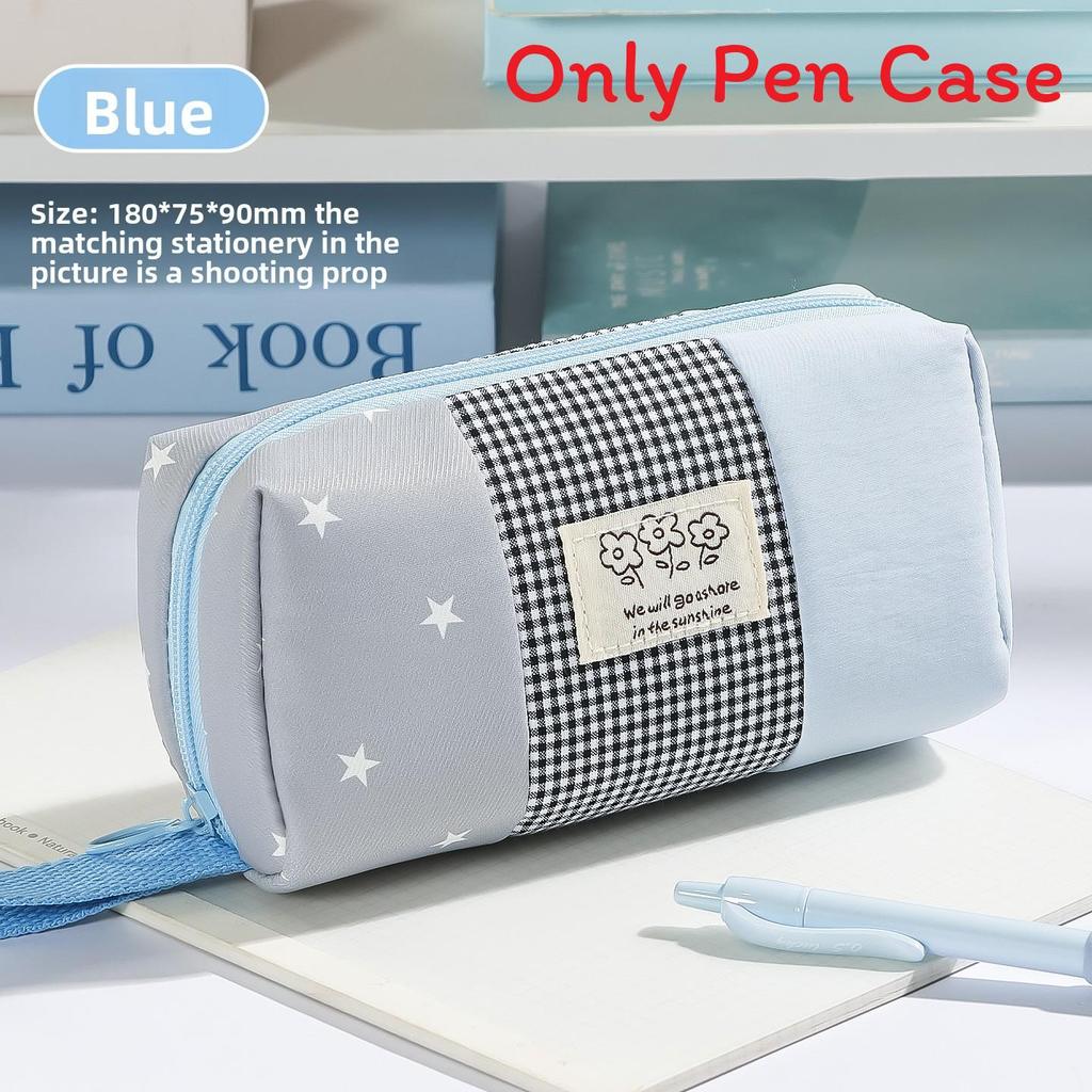 Style Fabric Pencil Case With Colorful Block Design For Students And Office Use