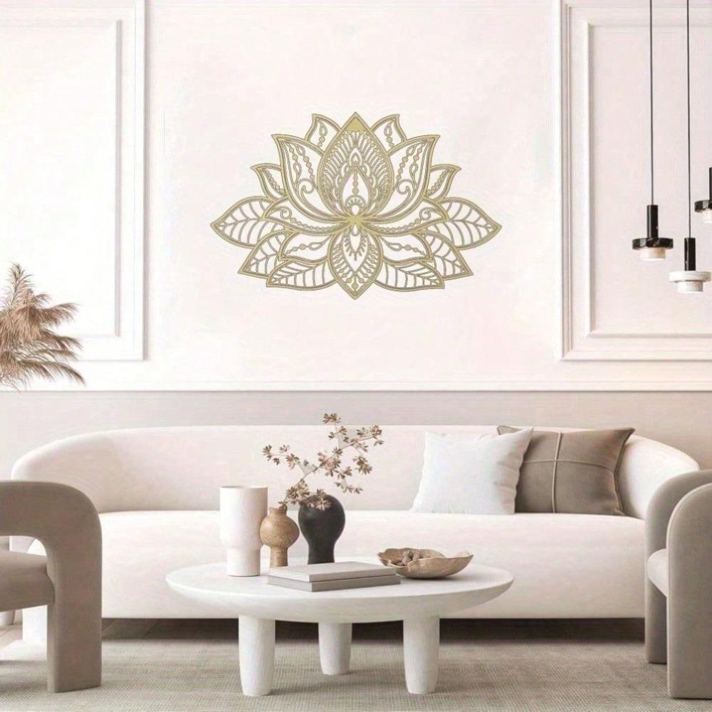 Modern Lotus Mandala Metal Wall Art Zen Decor Rustproof Outdoor Indoor Home Bedroom Living Room Bathroom Sturdy Non-Fading Housewarming Gift