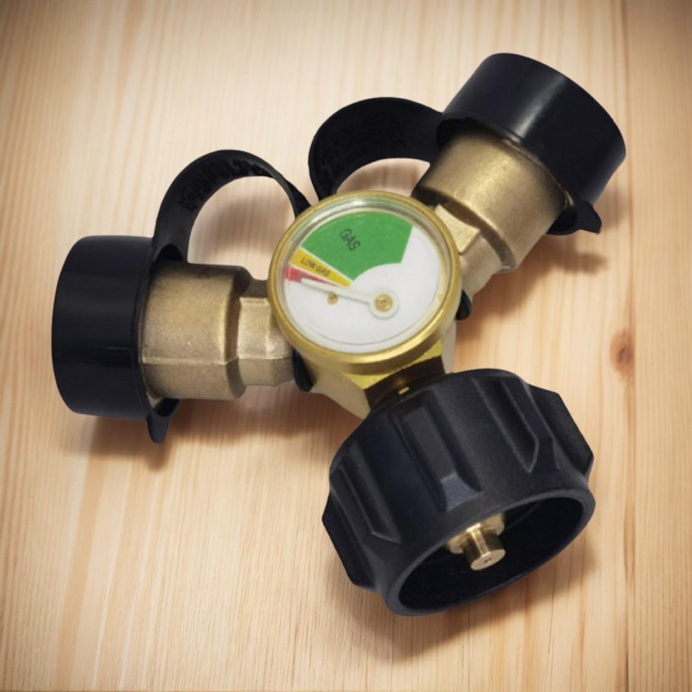 Y Ayırıcı Adaptör 2 Yollu Gaz Adaptörü Propan Tank Bağlantı Adaptörü Metal Gaz Tank Dönüştürücü Izgara Kamp Ocağı İçin
