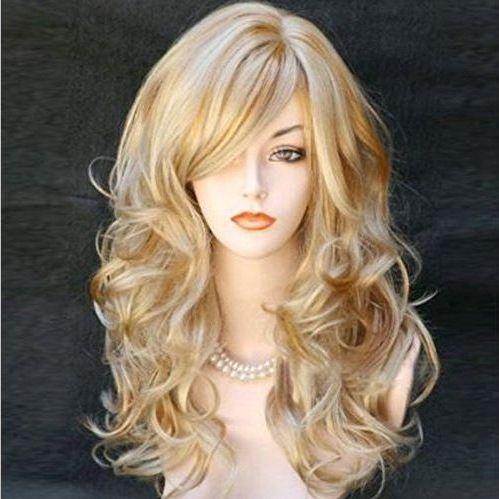 Women s Fashion Wigs: Blonde Wigs, Long Curly Hair, Large Waves, Voluminous Wigs K265