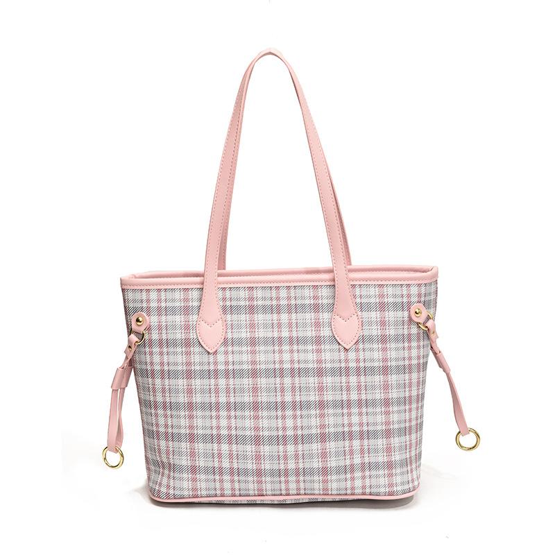 Tote bag women's large-capacity plaid commuter bag new casual shoulder bag college student class bag