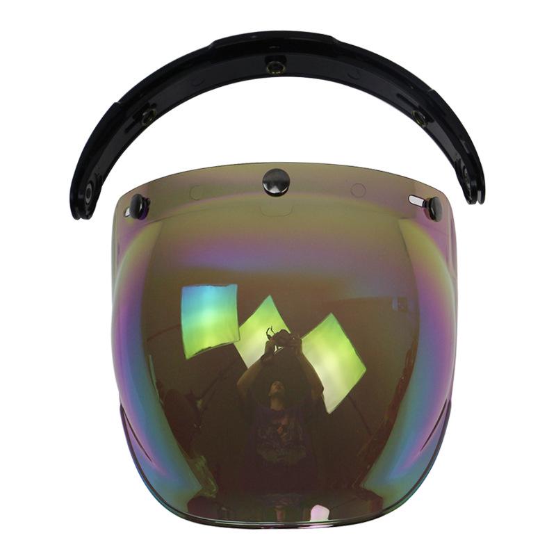 Retro Bubble Lens Motorcycle Helmet with Frame - Three-Button Design
