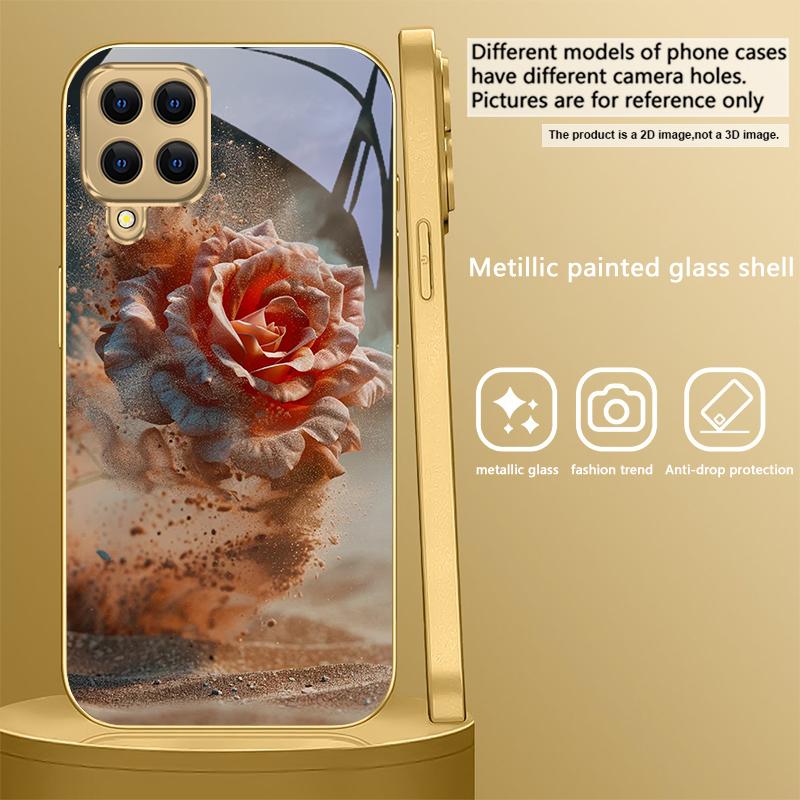 

Винтажная Роза Пустынного Розового Цвета Для Samsung A 01 52S A04 A05S A10 A12 13 22 23 24 36 42 M02 Note 10 20Ultra 8 9 Золотой Стеклянный Чехол для Телефона Galaxy A52s 5G