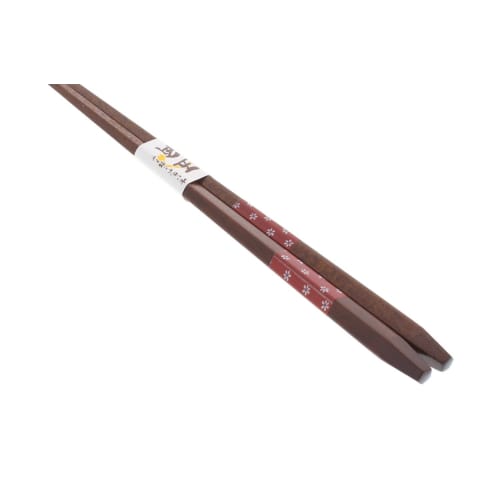 Pentagonal Margaret Wooden Chopsticks (Natural Wood), Red, 28cm