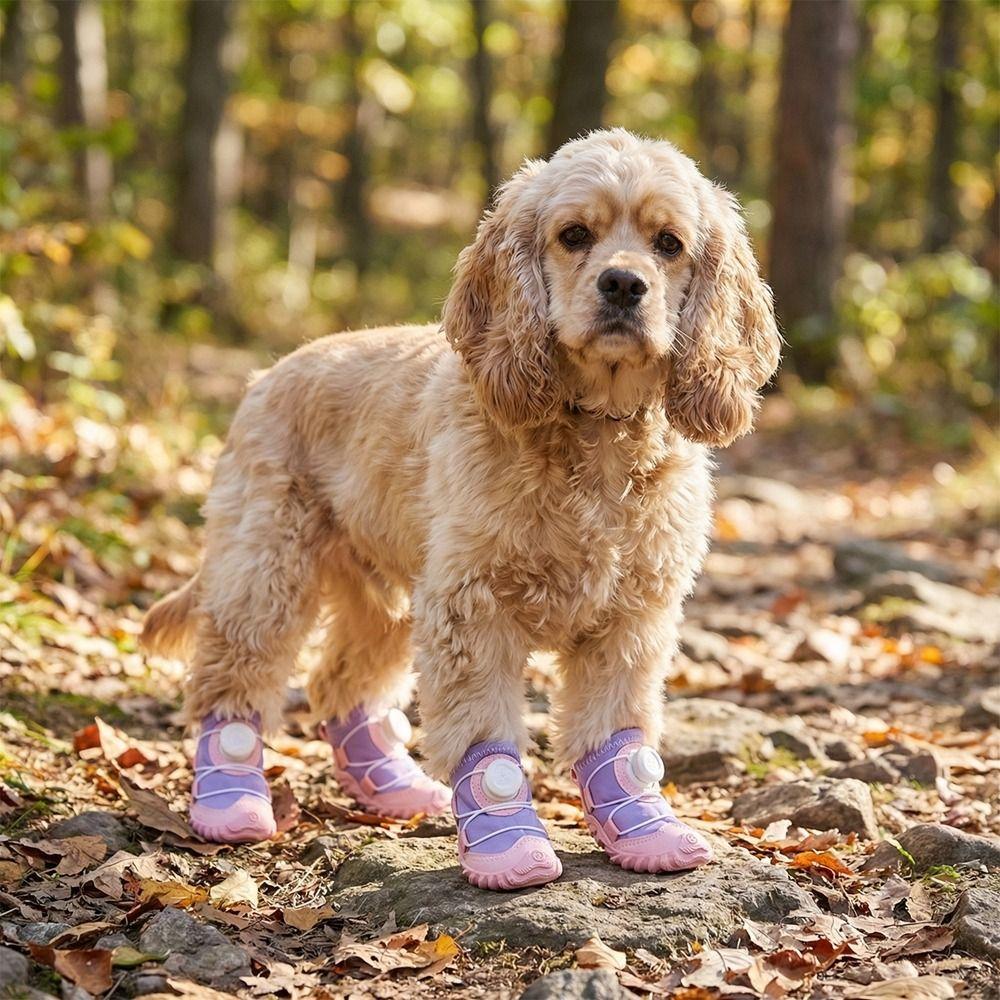 4PCS Adjustable Pet Mesh Boots Anti-Slip Pet Paw Protector Wear-resistant Dog Sneakers  Daily Wear