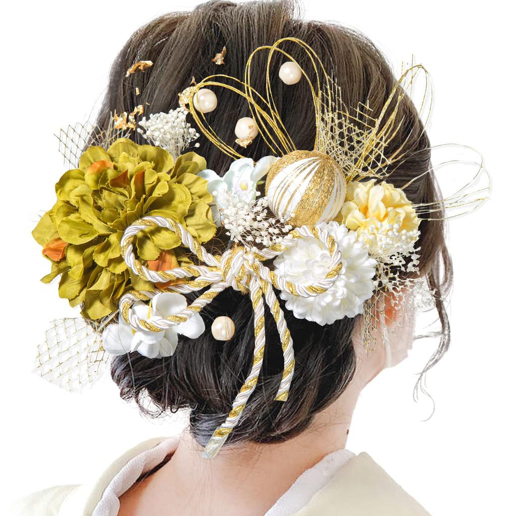 JZOON Dried Flower Hair 10 Artificial Red Japanese Gold Hair Perfect for with F2003 Ornament, Colors, Dahlia, Ball, Mizuhiki, Hydrangea, Accessories,