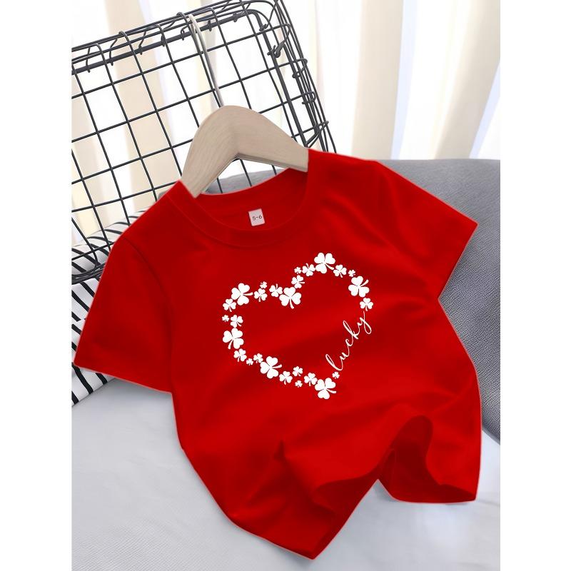 European Sizes Girls' Short Sleeve Casual Short Sleeve T-Shirt, Cute Top