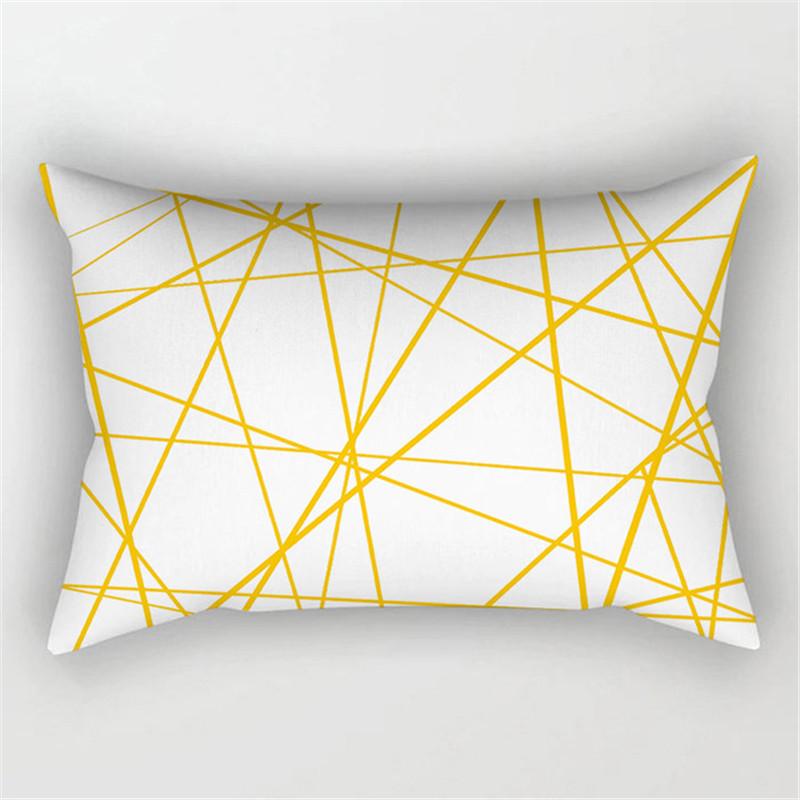 XUNYU Rectangular Polyester Print Pillowcase Yellow Geometry Home Cushion Cover Waist Pillowcase Car Chair Pillow Cover CE02