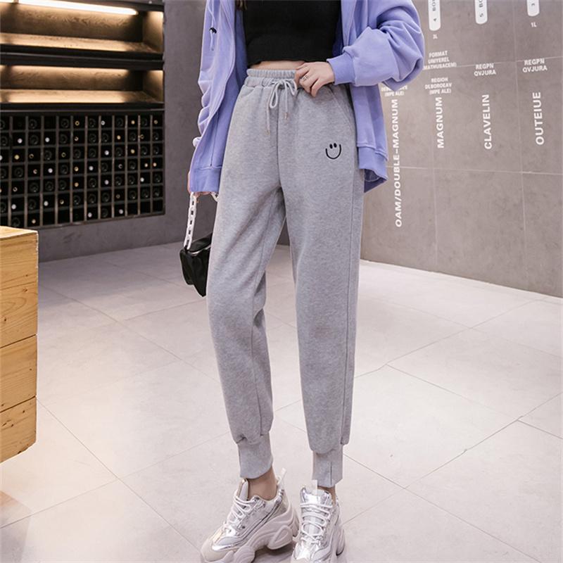 2022 Autumn Winter Thick Warm Elastic Waist Loose Women Sweatpants Trousers Solid Casual Harem Pantalones Streetwear Sport Pants