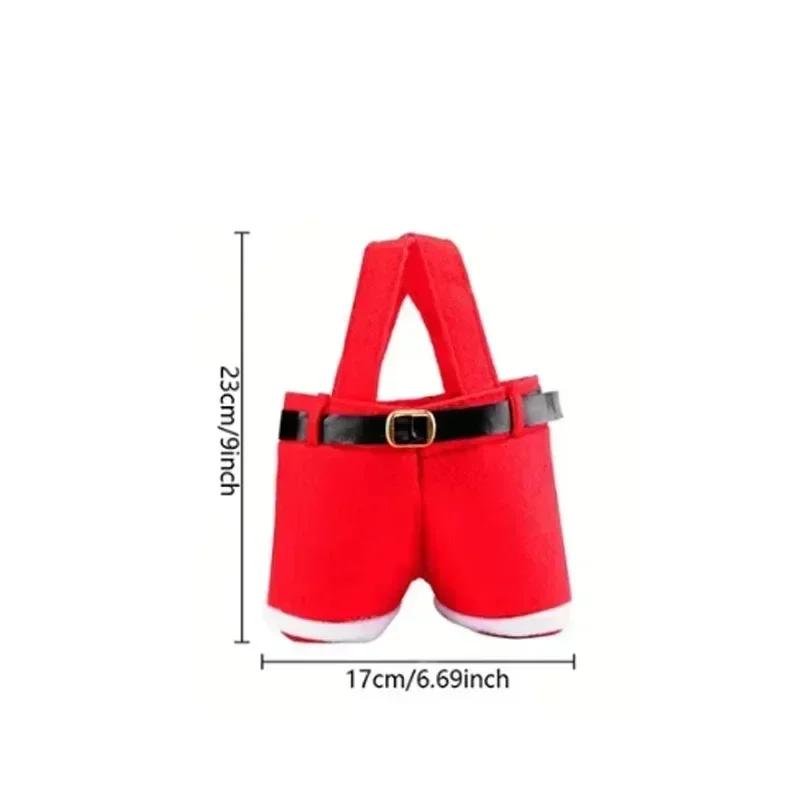 Festive Santa Claus Christmas Gift Bags Reusable Cute Candy Treat Tote Bags Holiday Wine Bottle Packaging Party Favor Supplies