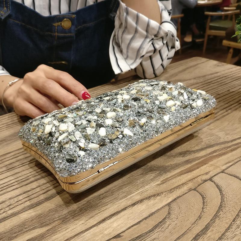 Geantă de damă nouă la modă, geantă de seară pentru cină, geantă de umăr tip poștaș încrustată cu diamante, geantă mini de mână