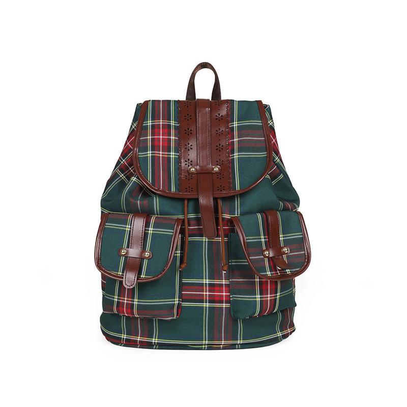

Женский дорожный рюкзак с несколькими карманами, клетчатый рюкзак большой вместимости темно-зеленого
