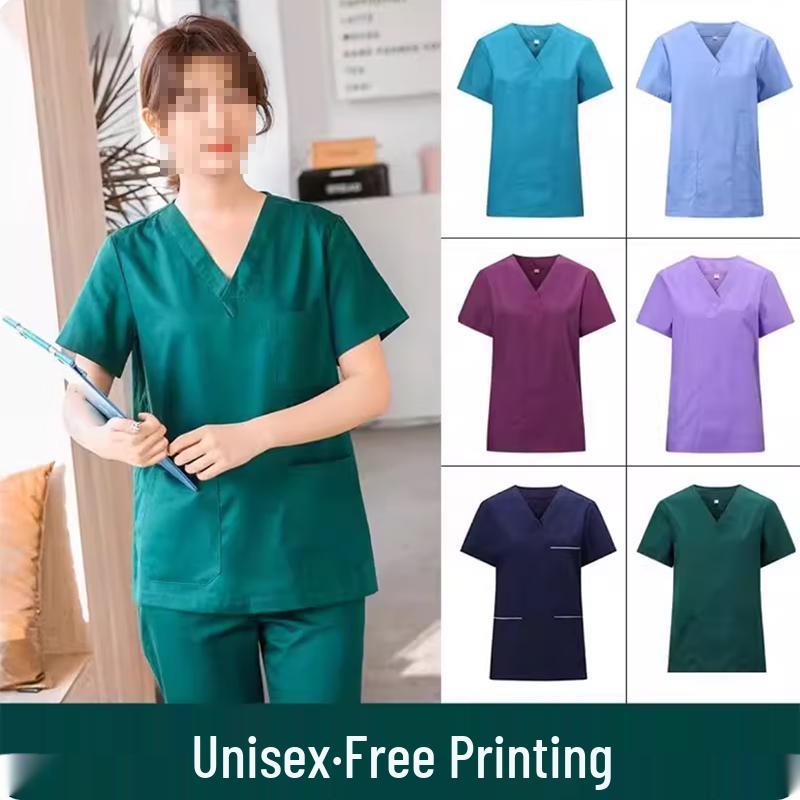 Set de uniforme medicale cu mânecă scurtă din bumbac pur pentru femei Fuhao