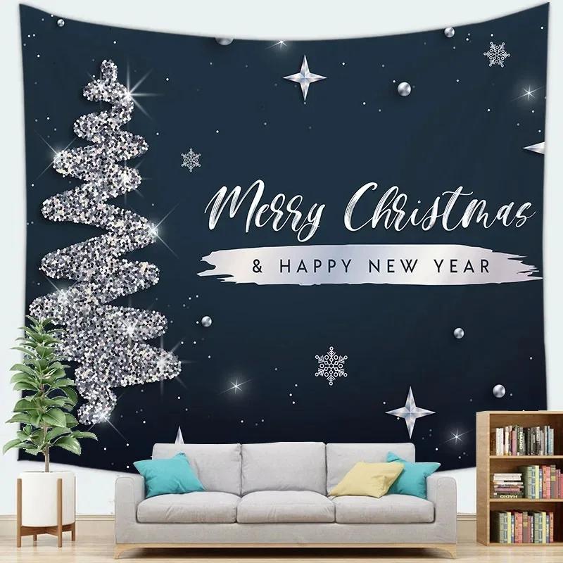 Christmas Theme Cartoon Christmas Tree Tapestry Living Room Bedroom Home Christmas Decoration