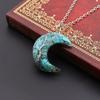 Chakela Natural Crystal Gravel Resin Winding Tree Of Life Moon Pendant Crescent Necklace N755
