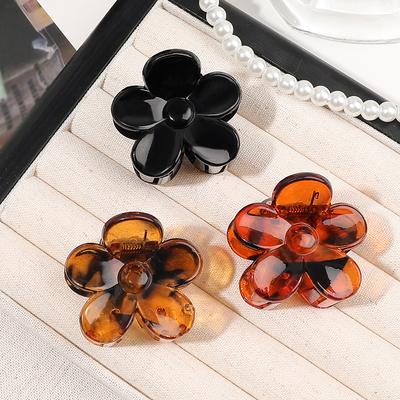 3 Pcs Small Tortoise Shell Flower Hair Clips,French Design Hair Styling Accessorie Leopard Jaw Clips,Non Slip Bangs Pins