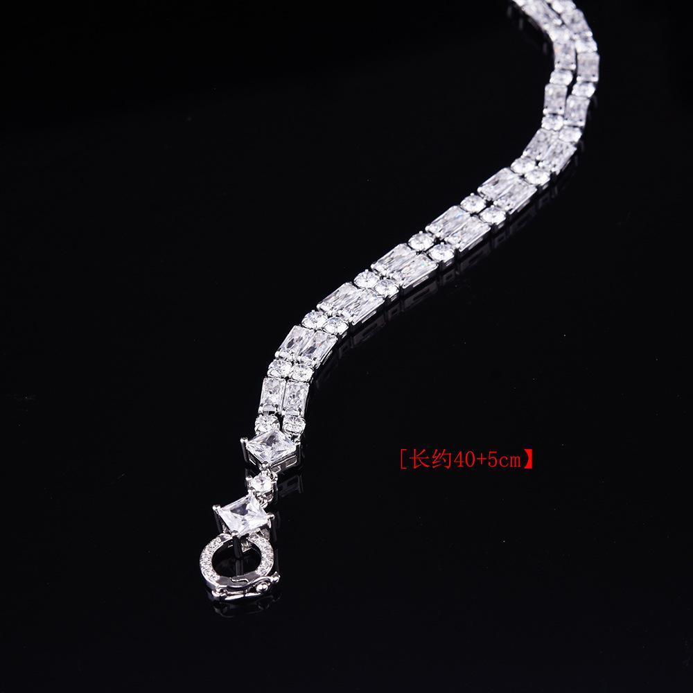 Haute Couture Full Diamond Simulation Diamond Necklace Universal Chain Sweater Chain Imported High Carbon Diamond High Sense Universal Necklace Female