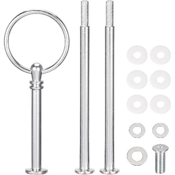 uxcell 2 Sets Cake Tray Stand Handle Cupcake Dessert Plate Hardware Fitting Holder Rod Stand Handle for Cake Stand Wedding Party, 3-Tiers Round Black