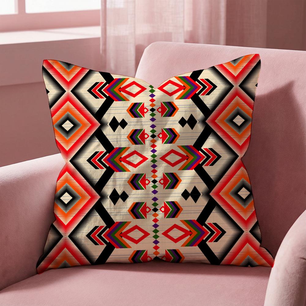 Native Fabric Pattern Cushion Cover Multi-Scene Pillow Cover for Home & Car - Reversible, Soft & Durable for Daily Use