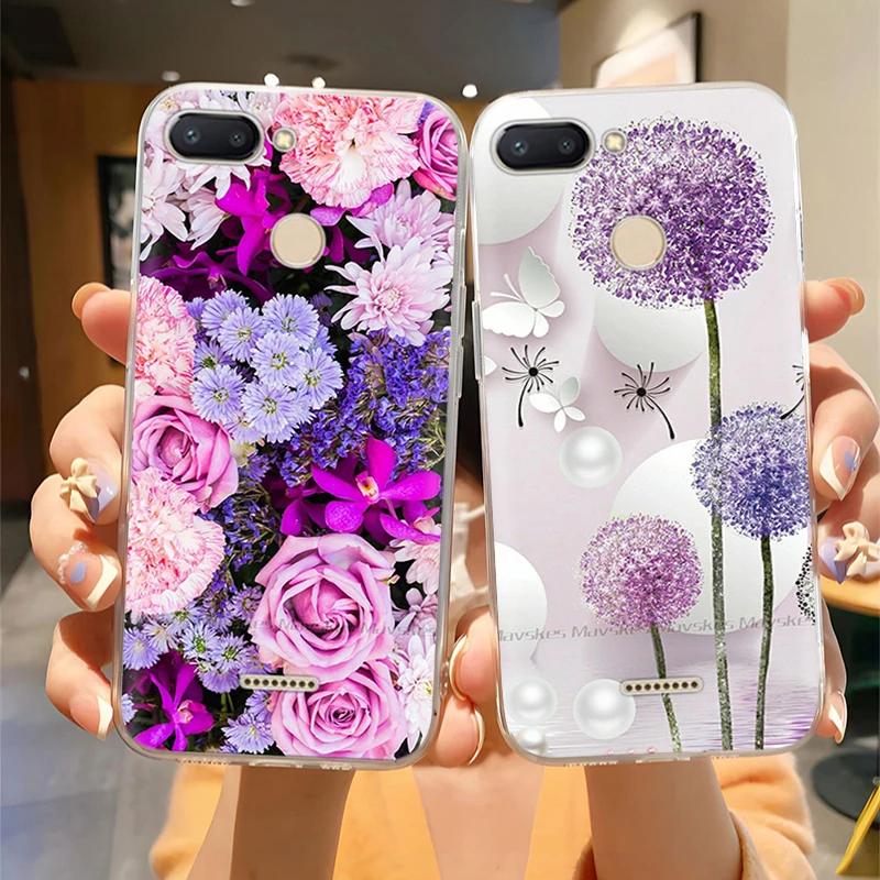 For Redmi 6 Phone Cover Transparent Silicone TPU Protective Cats Flower Print Covers Case For Xiaomi Redmi 6 6A Redmi6 Funda