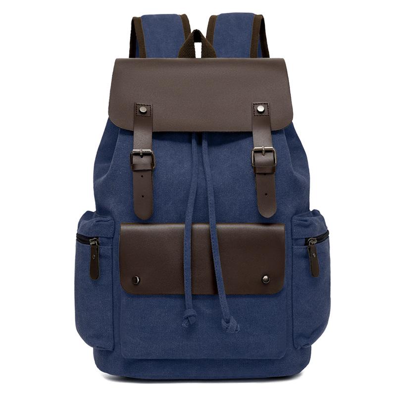 Vintage Canvas Backpack: Large Capacity, Travel & Laptop Bag with Drawstring Flap for Men