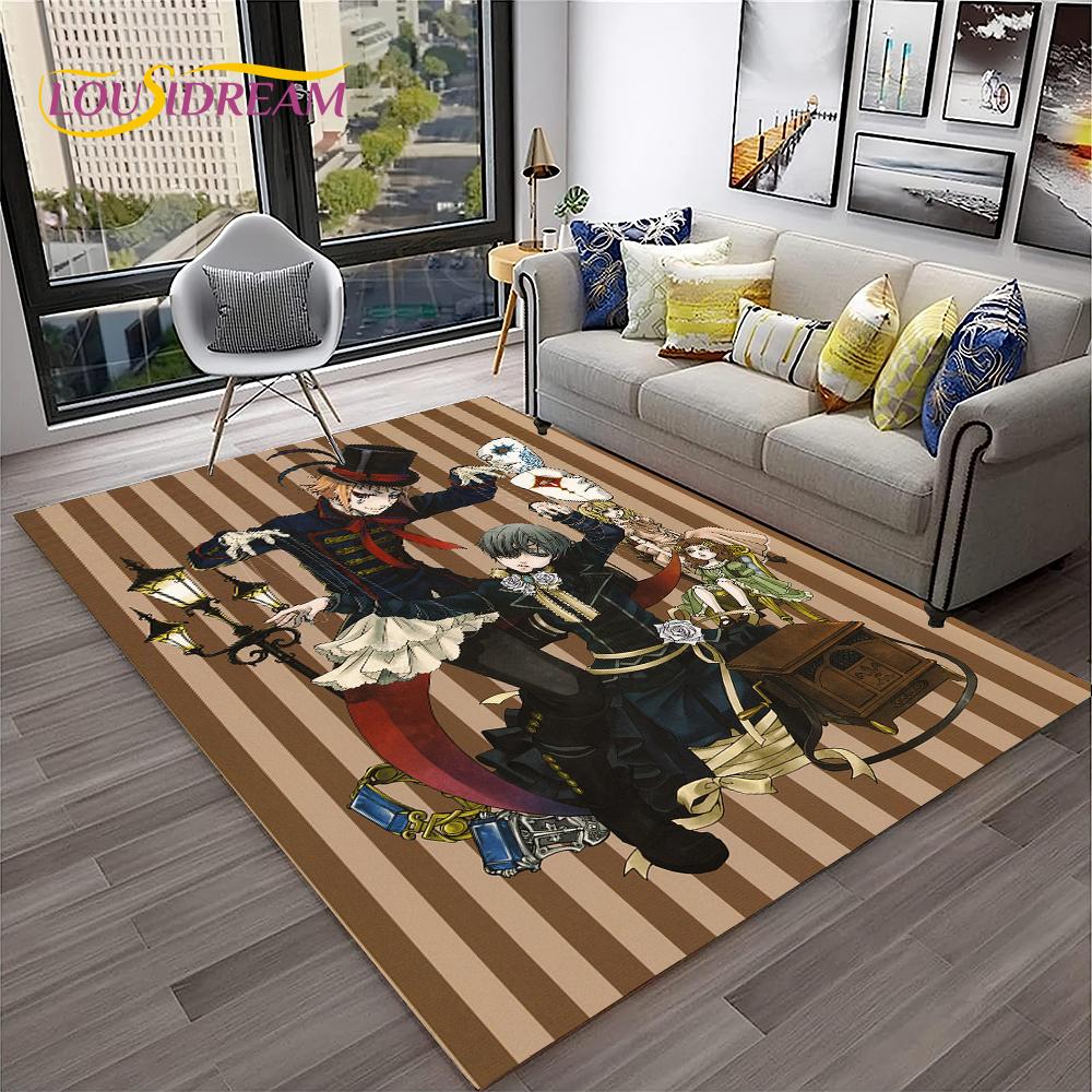 Kreskówkowy dywan 3D Anime Black Butler do domu, salonu, sypialni, na sofę, wycieraczka, dekoracja, dywanik do zabawy dla dzieci, mata podłogowa antypoślizgowa