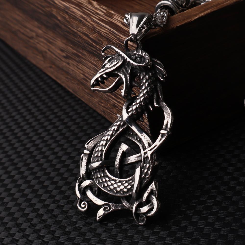 

Hip Hop Men s Creative Stainless Steel Pendant Necklace Personalized Domineering Viking Dragon Titanium Steel Pendant pendant + 60cm chain