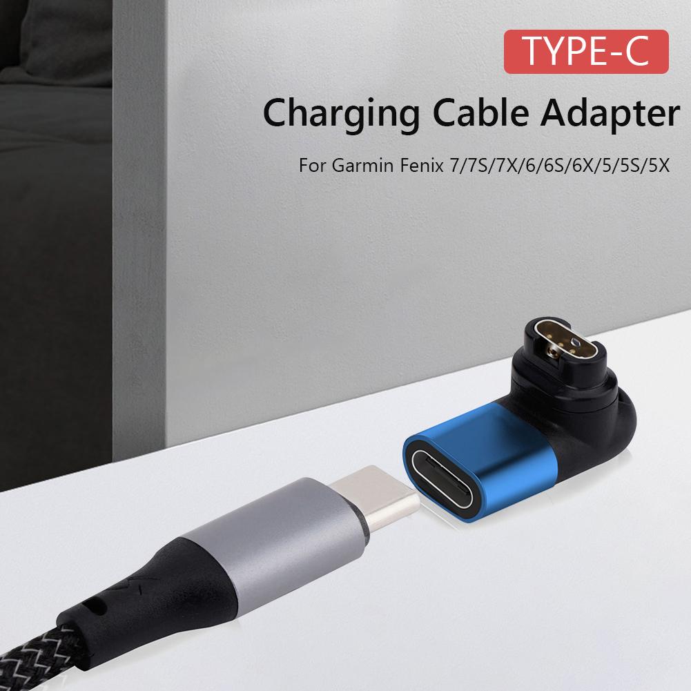 For Garmin Fenix 7/7S/7X/6/6S USB-C Charger Adapter Watch Charger 90 Degree Elbow Accessory Replacement Watch Charging Converter