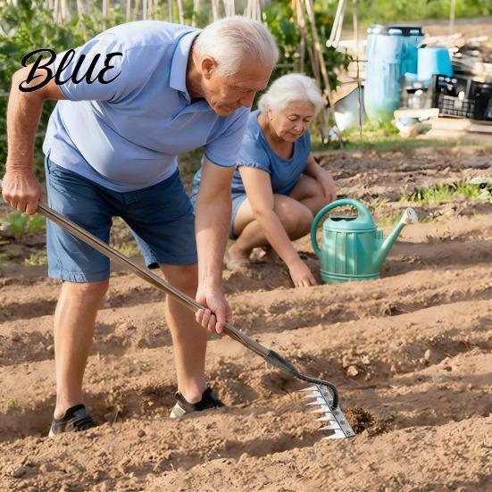 Compact Garden Rake Weeding with Sharp Tines Manganese Steel Head Weeder Rakes for Loosening Tip Soil & Removing Weeds Detachable Tool Yard Farm Use