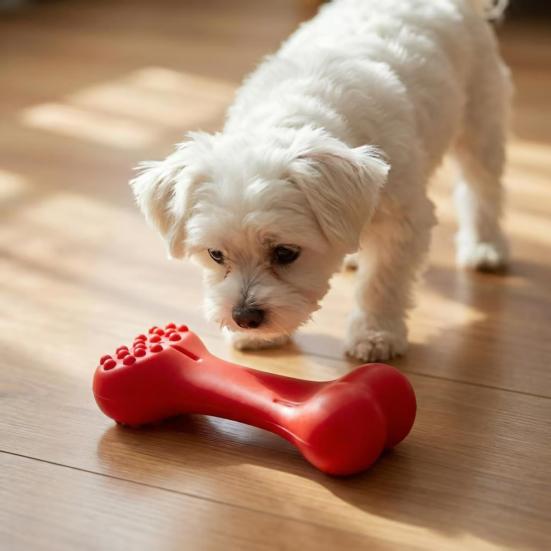Squeaky PP Dog Chew Bone Bite-Resistant Teething Toy for Small Dogs Dog Dental Care Toy for Dental Health And Anxiety Relief