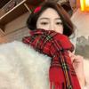 Red Plaid Warm Tassel Atmosphere Scarf Birthday Christmas Gift Winter Versatile Student Couple Shawl Women