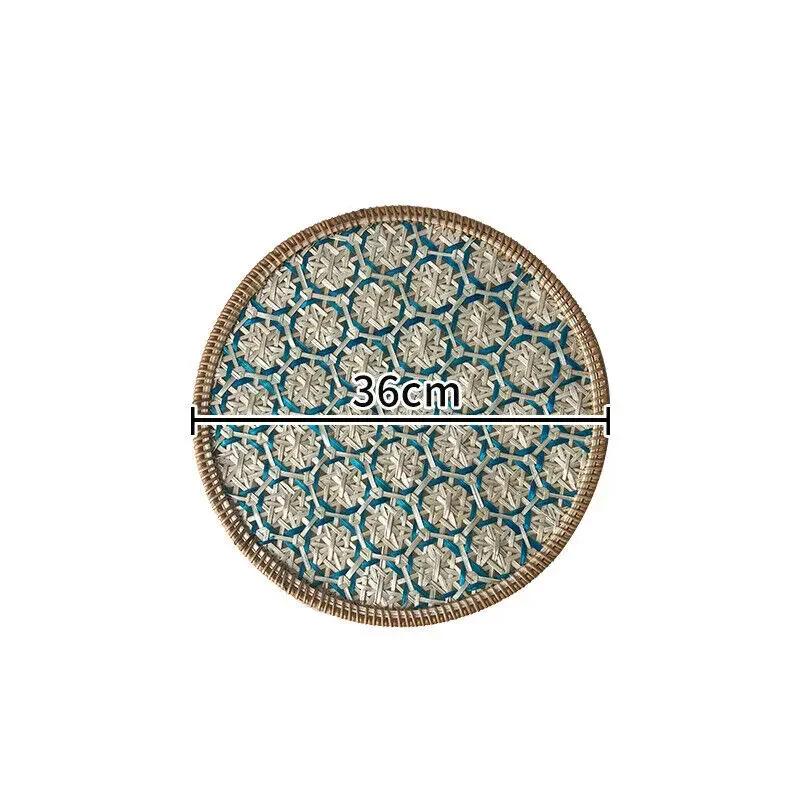 30/36cm Ethnic Style Color Handmade Rattan Tray Round Heat-resistant Teapot Pad Hotel Home Decor Dining Table Heat-insulate Pad