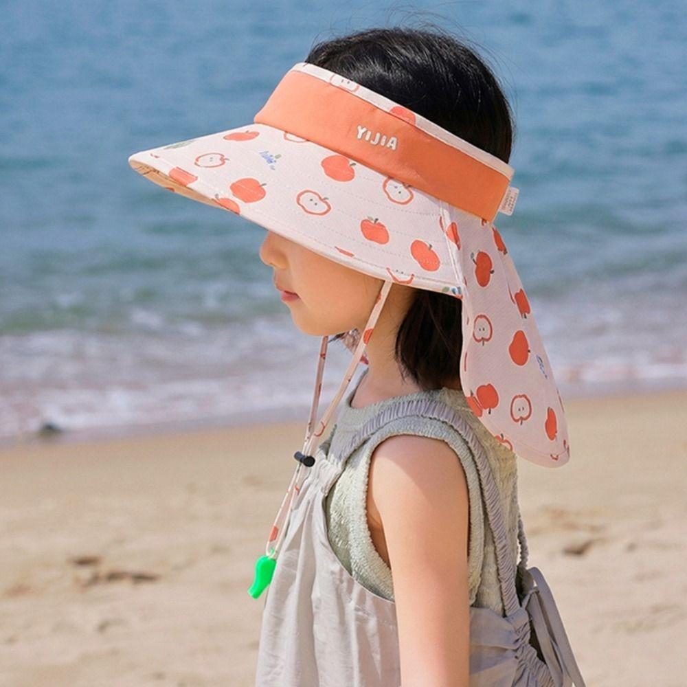 Ice Silk Empty Top Cap Big Brim Children Beach Cap Fashion Summer Sunshade Hat Boys and Girls