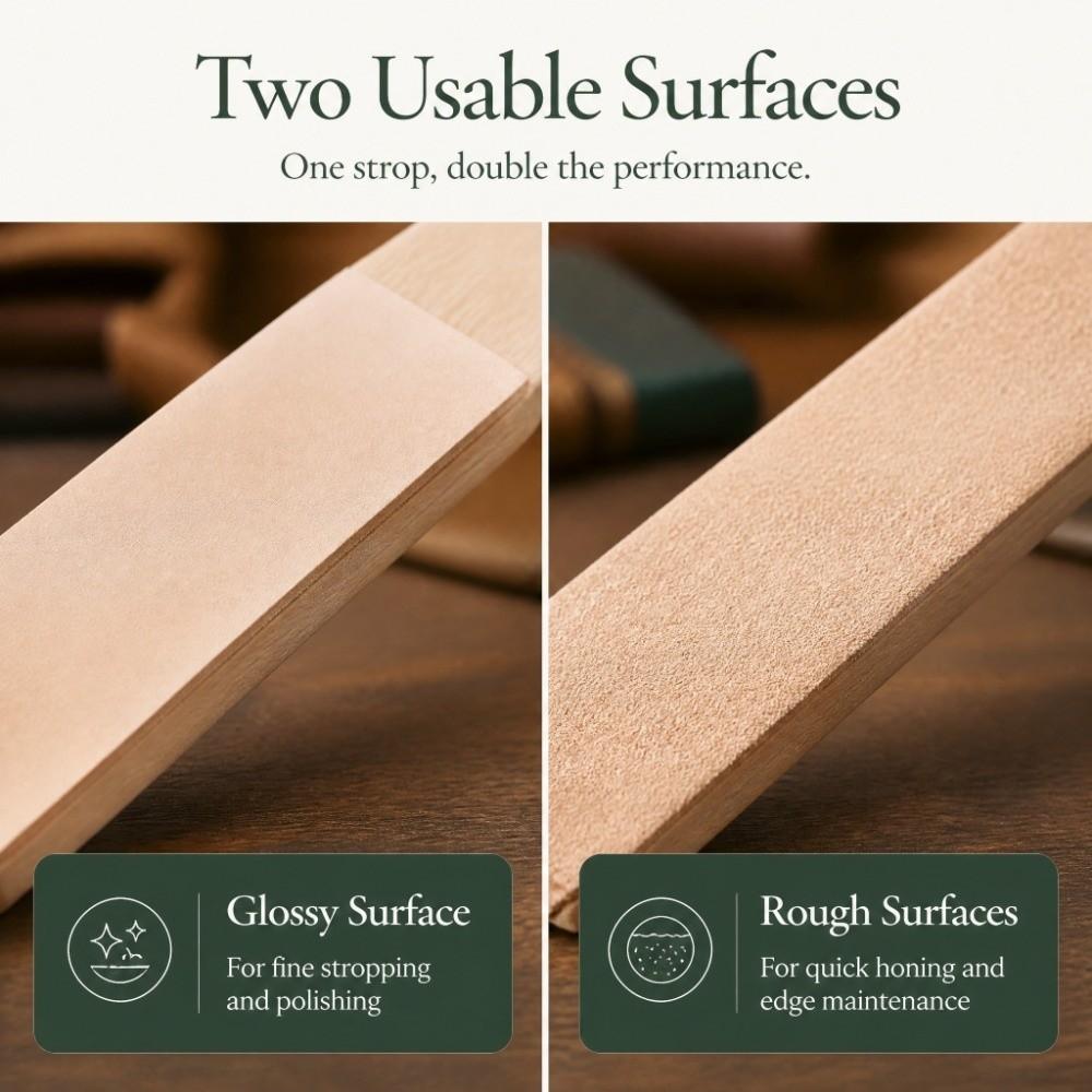 2pcs Beech Wood Leather Strop Dual Sided Honing Stropping Sharpener For Knife Sharpening