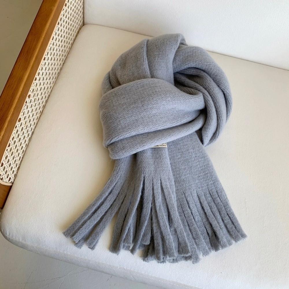 Long Tassel Winter Wool Scarf Plush Long Shawl Simple Winter Cashmere Scarves Student