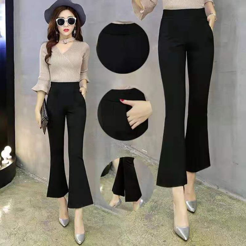 Women S Slim Fit Butt Lifting Lace Flared Split Ankle Pants